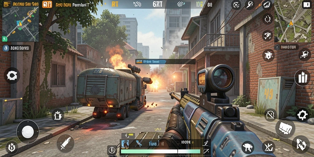 Tampilan gameplay seru dalam 6RT dengan aksi tembak-menembak yang mendebarkan.