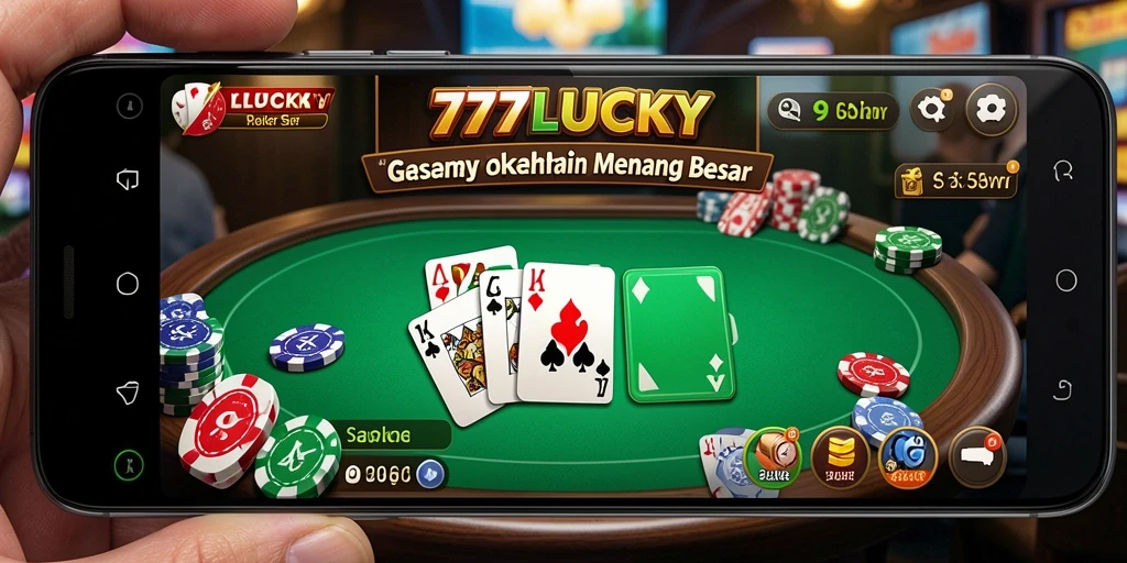 Tampilan gameplay seru dalam aplikasi 777LUCKY yang penuh strategi Poker.