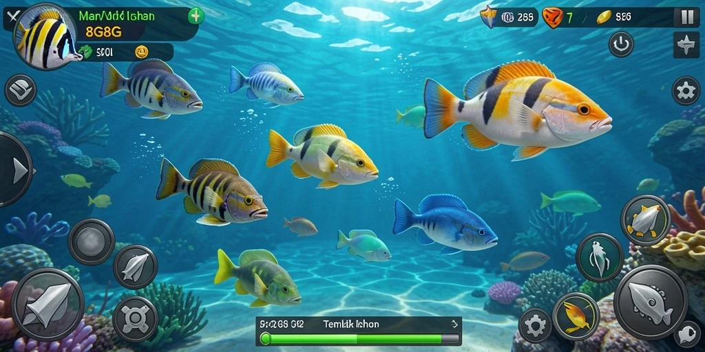 Tampilan gameplay yang menegangkan saat menembak ikan.