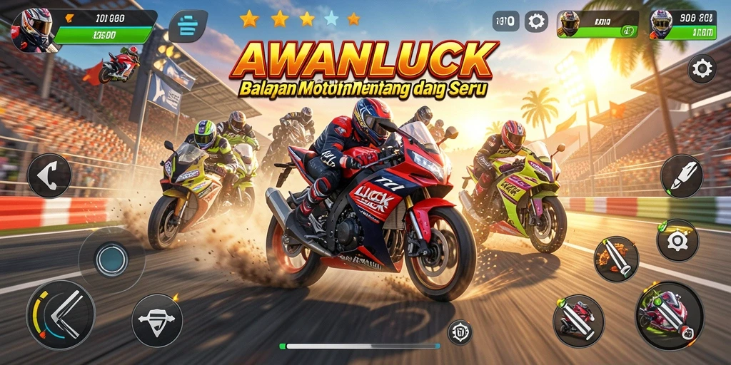 Gameplay seru di lintasan balap motor AWANLUCK.