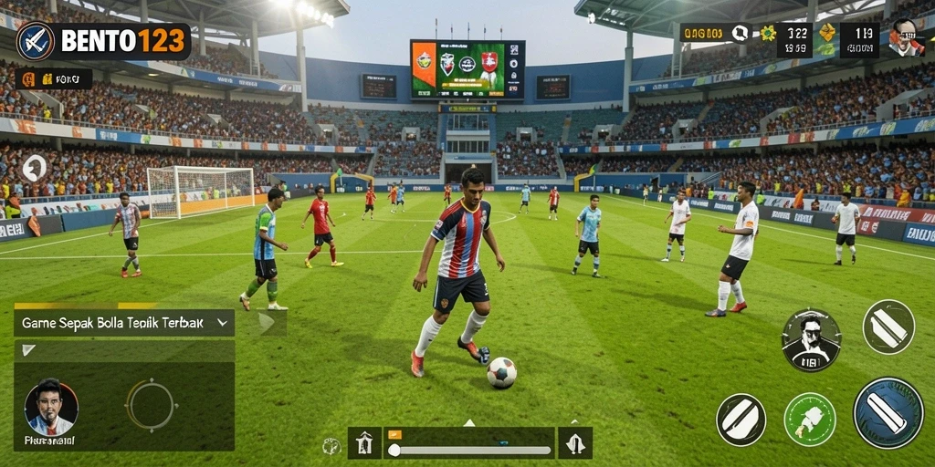Tampilan gameplay <strong>BENTO123</strong> yang seru dalam aksi sepak bola.