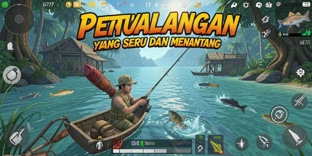Screenshot gameplay GT777 yang menampilkan serunya pengalaman memancing.