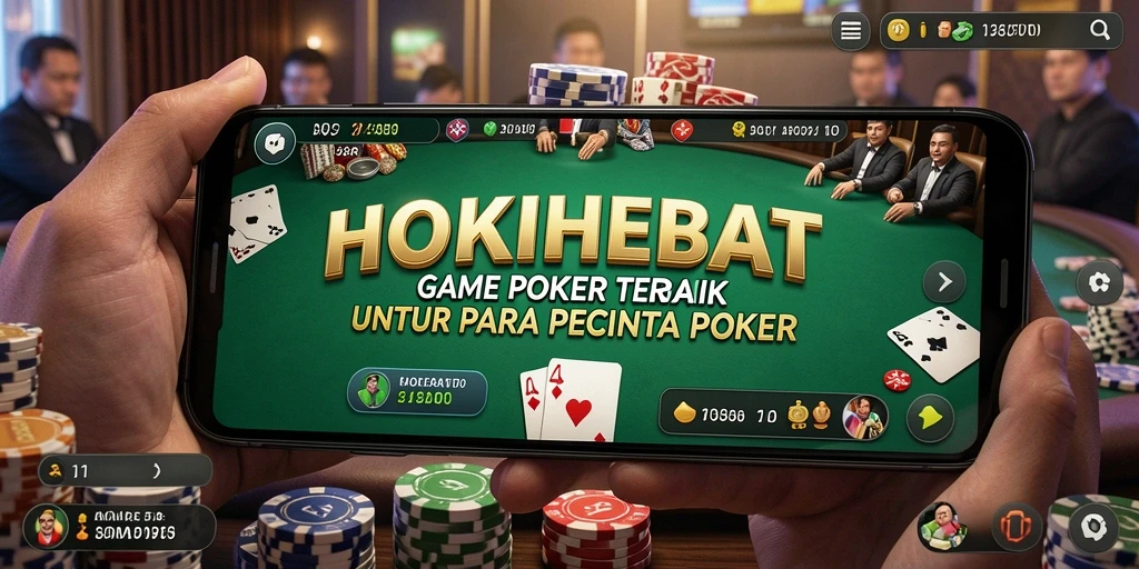 Screenshot gameplay HOKIHEBAT menampilkan aksi poker yang seru.