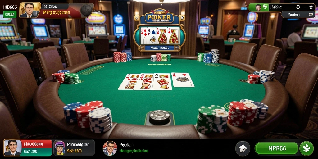 Tampilan gameplay menegangkan dari permainan Poker IND666.