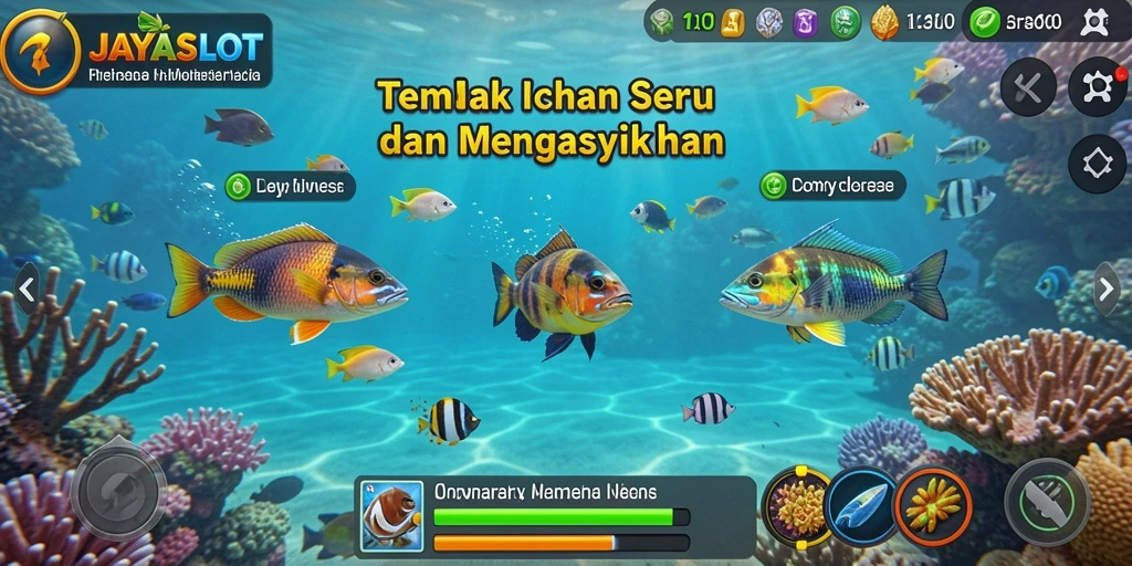 Screenshot gameplay JAYASLOT yang menampilkan serunya menembak ikan.