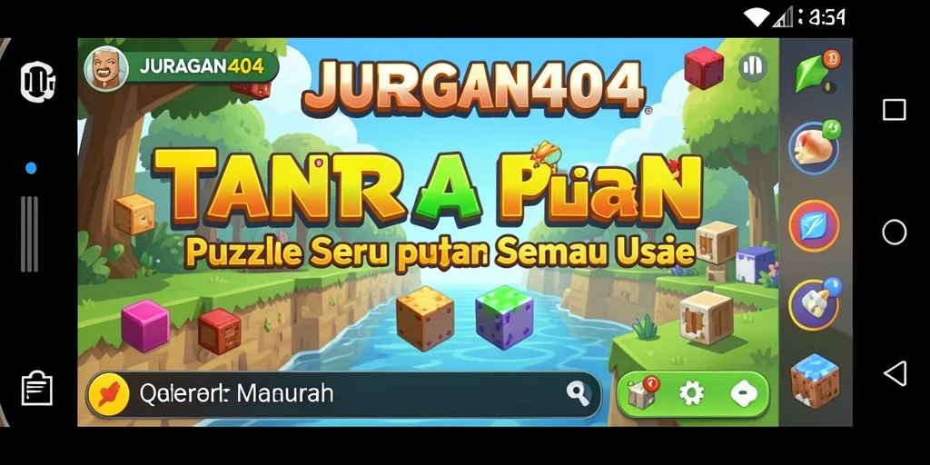 Tampilan gameplay menarik dari JURAGAN404 dengan berbagai puzzle menantang.