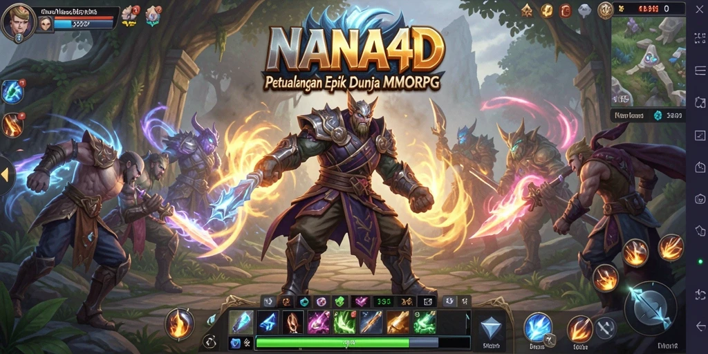 Tangkapan layar gameplay NANA4D yang menampilkan pertarungan seru antar karakter.