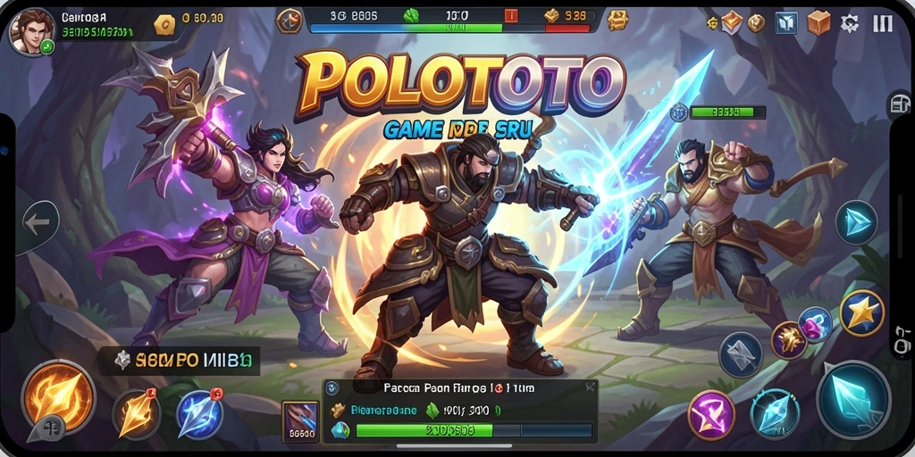 Gameplay MOBA seru dalam POLOTOTO dengan pertarungan antar tim.