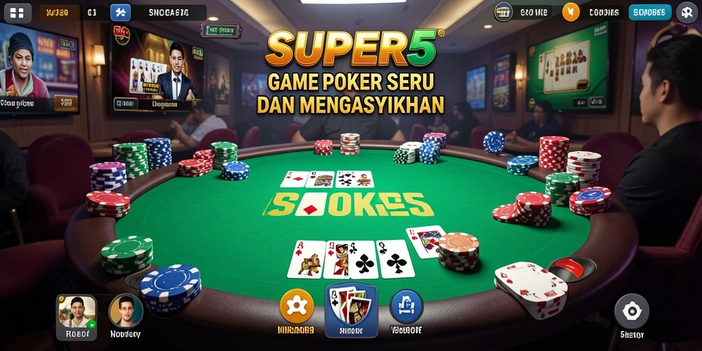 Tampilan gameplay menarik dari SUPER5 dengan suasana Poker yang seru.