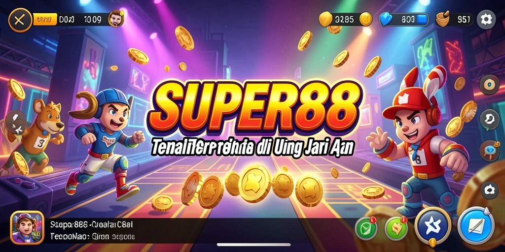 Tampilan gameplay SUPER88 yang seru dan penuh warna.