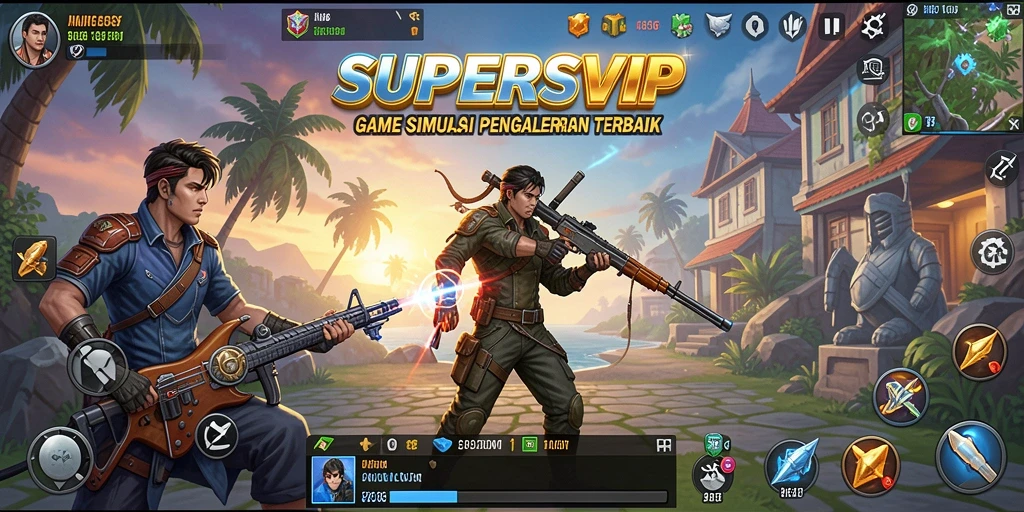 Screenshot gameplay SUPERSVIP yang menampilkan strategi bisnis.