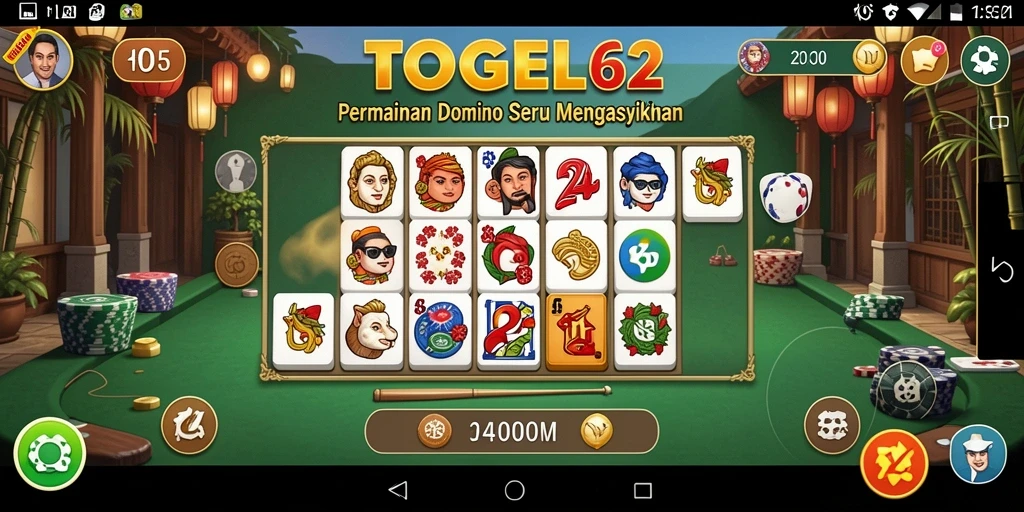Tampilan gameplay yang menarik dari TOGEL62 permainan Domino.