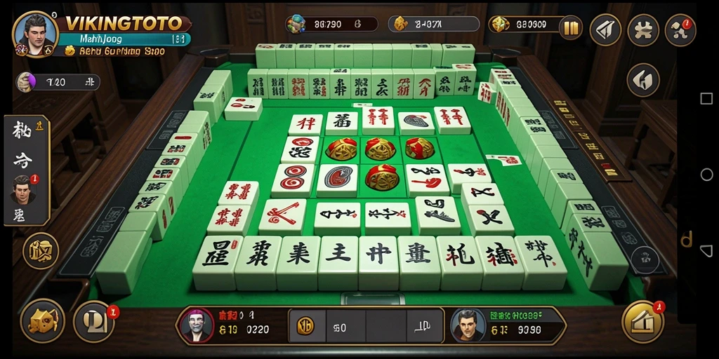 Screenshot gameplay VIKINGTOTO yang menunjukkan momen seru mencocokkan koin Mahjong.