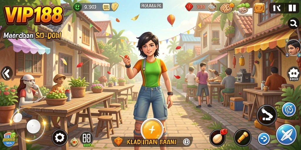 Tampilan gameplay VIP188 yang menampilkan interaksi karakter di kehidupan sehari-hari.